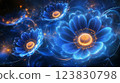 Glowing blue flowers abstract background 123830798