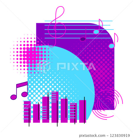 Background with musical notes. Abstract illustration for party or rock concert banner. Background with musical notes. Abstract illustration for party or rock concert banner. 123830919