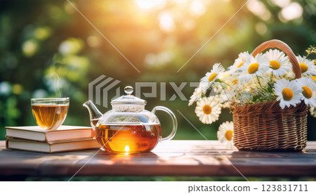A tea set with a teapot 123831711