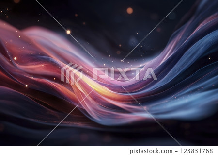 Captivating waves of light dance softly across a dark expanse, creating an enchanting spectacle of color and movement. Generative AI 123831768
