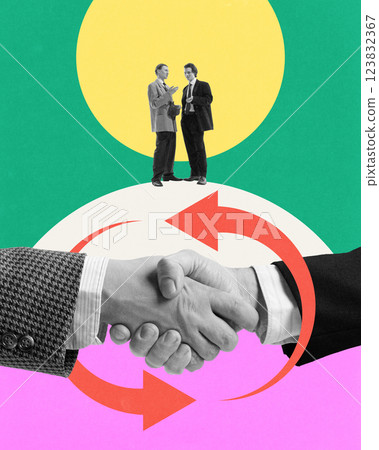 Business handshake with business partners. Negotiation, dialogue, business relations. 123832367