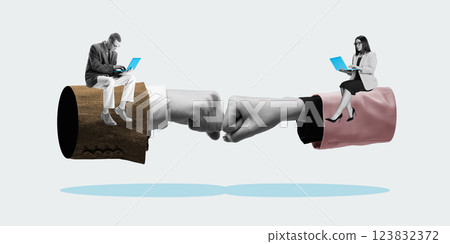 Conceptual design. Business professionals working remotely, maintaining strong communication and collaboration. 123832372