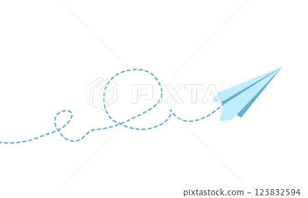 Paper plane with blue path 123832594