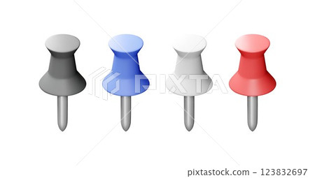3D set of color push pins 123832697