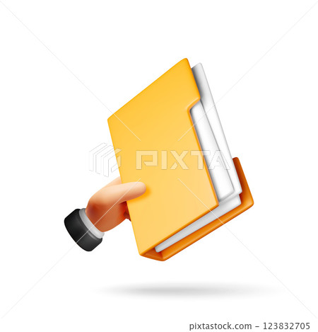 3D business folder full of papers in hand 3D business folder full of papers in hand 123832705