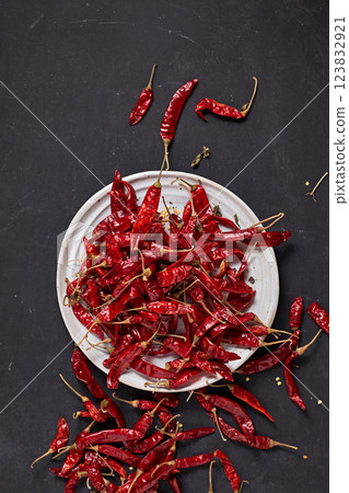 Dried chilli peppers Dried chilli peppers 123832921