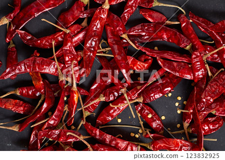 Dried chilli peppers 123832925