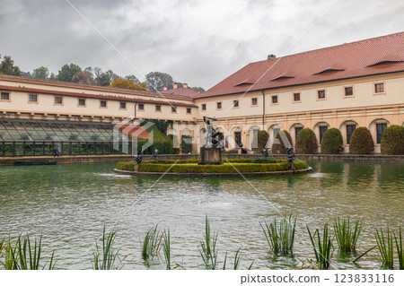 Wallenstein Riding Hall in baroque garden, Prague, Czech Republic.  123833116