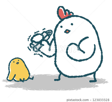 Loose chicken holds hand grip Loose chicken holds hand grip 123833328