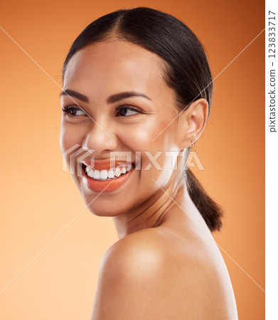 Woman, skincare and natural makeup, beauty and face, skin and cosmetics advertising with studio background. Young, fresh and glow, facial and body care treatment, smile in cosmetology headshot. Woman, skincare and natural makeup, beauty and face, skin and cosmetics advertising with studio background. Young, fresh and glow, facial and body care treatment, smile in cosmetology headshot. 123833717