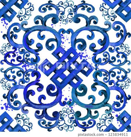 seamless pattern in japanese style. Asiane traditional art. 123834911