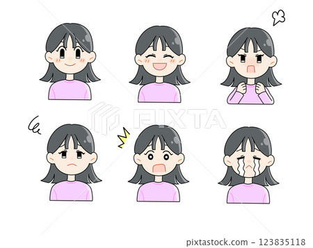 女性臉部表情集 女性臉部表情集 123835118