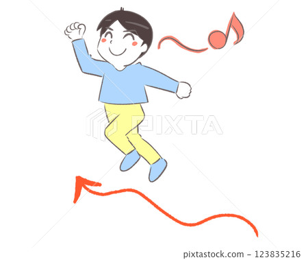 Illustration of a boy feeling good 123835216