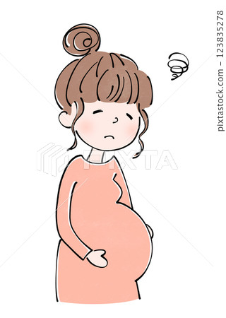 Illustration of a pregnant woman who is not feeling well Illustration of a pregnant woman who is not feeling well 123835278