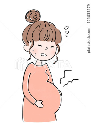 孕婦分娩的插圖 123835279