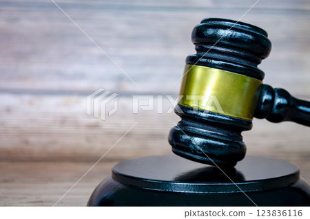 Lawyer gavel with customizable space for text, message or ideas. Law and copy space concept 123836116