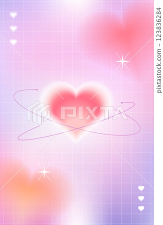 Dreamy pink and purple plaid vibrant heart shape can be used as Valentine's Day illustration 123836284