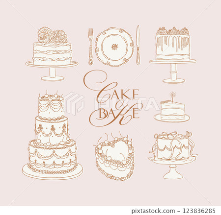 Cake one and two tier collection beige 123836285