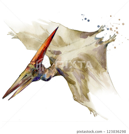 Watercolor hand drawn realistic dinosaurus. 123836298