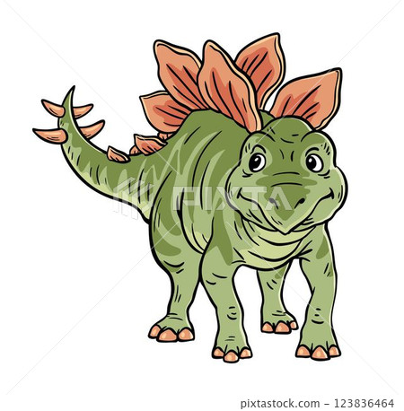 Cute cartoon stegosaurus on white background Cute cartoon stegosaurus on white background 123836464