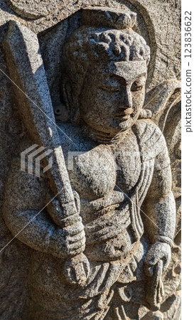 Stone statue at Fudonotaki waterfall in Itabashi Ward 123836622