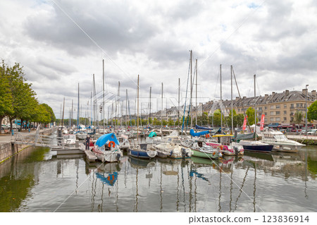 Boats moored at St. Peter's Basin in Caen Boats moored at St. Peter's Basin in Caen 123836914