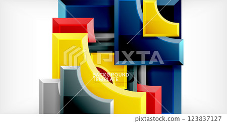 Square, arrow shapes with round elements Vector Illustration For Wallpaper, Banner, Background, Card, Book Illustration, landing page 123837127