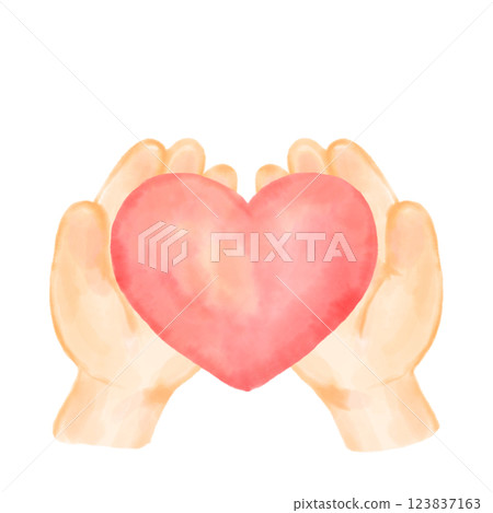 Hands holding a watercolor heart Hands holding a watercolor heart 123837163
