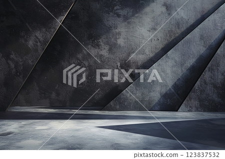 Black dark concrete wall background for wallpaper or graphic design. Pattern board with cement texture, grunge. Empty plaster texture in vintage style. Modern home interior, calm and simple. Banner 123837532