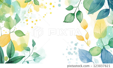 Leaf plant watercolor illustration background Generative 123837821