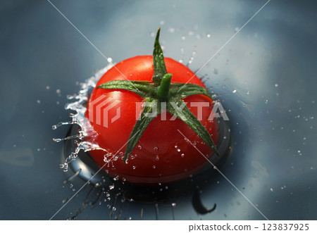 Cherry tomatoes falling into the water Cherry tomatoes falling into the water 123837925