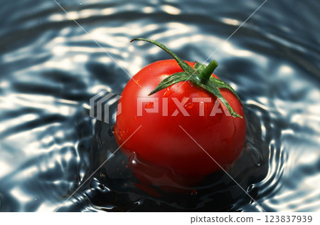櫻桃番茄掉進水里 櫻桃番茄掉進水里 123837939