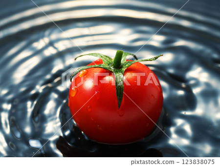 Cherry tomatoes falling into the water Cherry tomatoes falling into the water 123838075