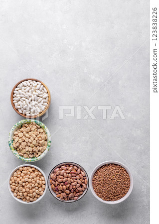 Assorted dried beans, lentils, and chickpeas Assorted dried beans, lentils, and chickpeas 123838226