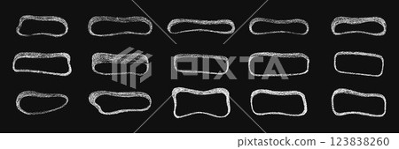 Grunge chalk, crayon texture abstract shape frames set. Vector stock illustration isolated on black background for design template text business presentation, highlight advertising, special offer. EPS Grunge chalk, crayon texture abstract shape frames set. Vector stock illustration isolated on black background for design template text business presentation, highlight advertising, special offer. EPS 123838260