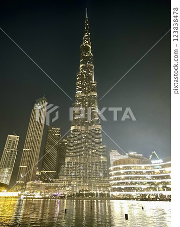 [Dubai] Night view of Burj Khalifa 123838478