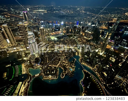 [Dubai] Night view from the observation deck of Burj Khalifa 123838483