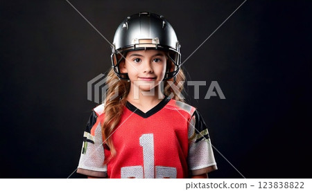 Young athlete in football uniform ready for the big game in a dynamic setting 123838822
