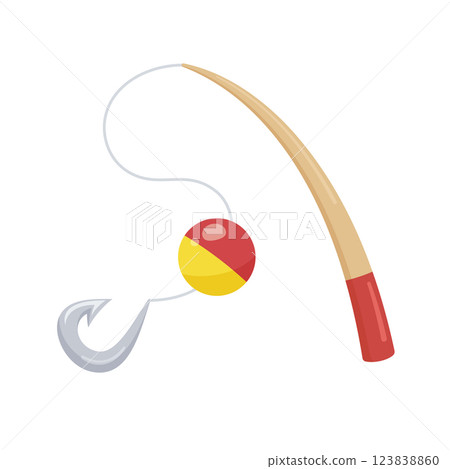 可愛的魚竿插畫_紅色 123838860