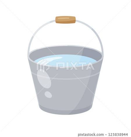 帶水的可愛水桶插圖 123838944