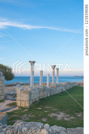 Ruins of the ancient and medieval city of Tauride Chersonesos. Russia, Republic of Crimea, city of Sevastopol. Ruins of the ancient and medieval city of Tauride Chersonesos. Russia, Republic of Crimea, city of Sevastopol. 123839086