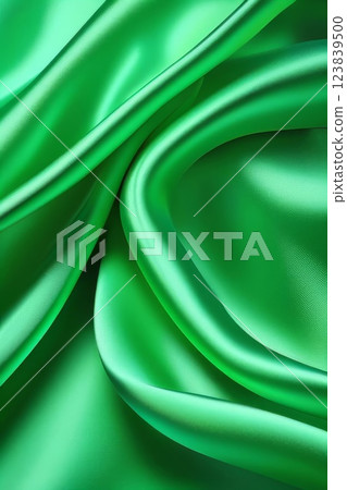Smooth elegant green silk or satin luxury cloth texture can use as abstract background. Luxurious background design 123839500
