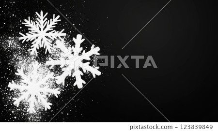 Snowflakes falling against a dark background in winter season 123839849