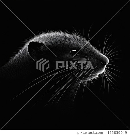 Portrait of a sleek animal against a dark background 123839949
