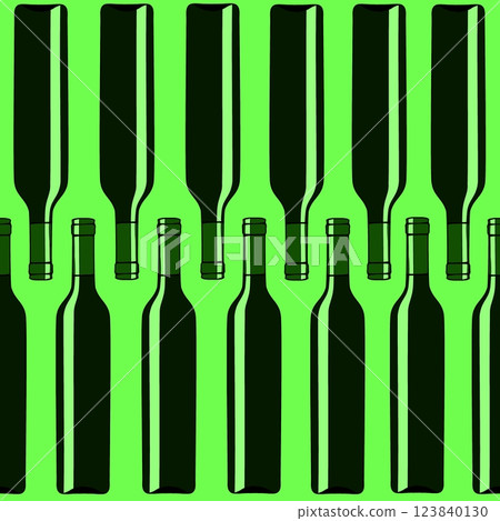 Seamless pattern with wine bottles. Endless ornament from bottles. 123840130