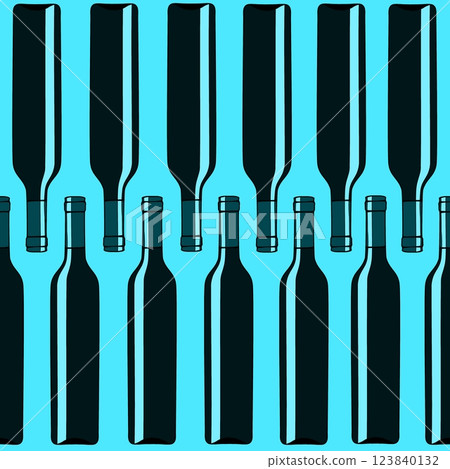 Seamless pattern with wine bottles. Endless ornament from bottles. Seamless pattern with wine bottles. Endless ornament from bottles. 123840132