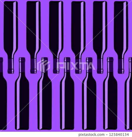 Seamless pattern with wine bottles. Endless ornament from bottles. 123840134