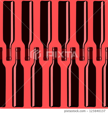 Seamless pattern with wine bottles. Endless ornament from bottles. Seamless pattern with wine bottles. Endless ornament from bottles. 123840137