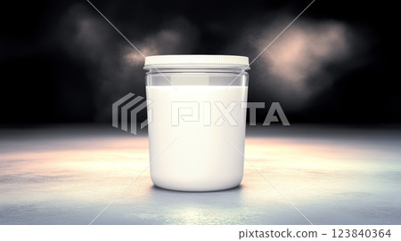 White container filled with substance on a textured surface 123840364