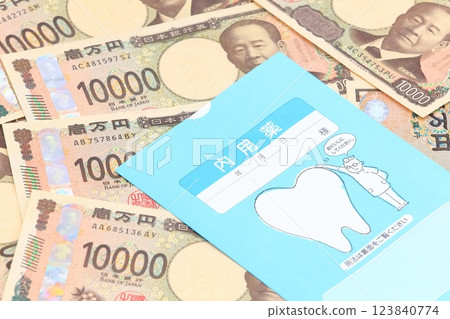 Image of medicine costs (medicine and paper money) 123840774